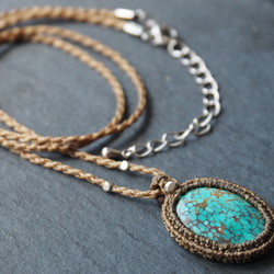 macramé　turquoise　necklace (light) 3枚目の画像