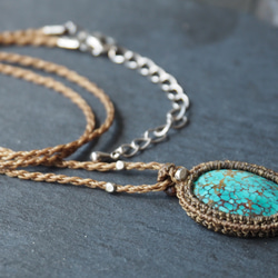 macramé　turquoise　necklace (light) 7枚目の画像