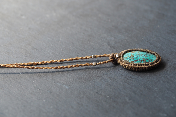 macramé　turquoise　necklace (light) 9枚目の画像