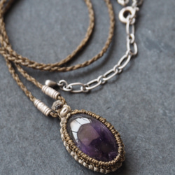 macramé  red cap amethyst  necklace 8枚目の画像