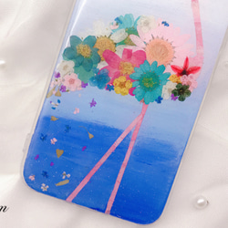 「花とフランミンゴ」押し花ケース Galaxy/Xperia/iPhone 2枚目の画像