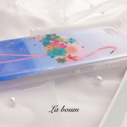「花とフランミンゴ」押し花ケース Galaxy/Xperia/iPhone 3枚目の画像