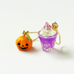 Halloween★かぼちゃ&ソーダのピアス 1枚目の画像