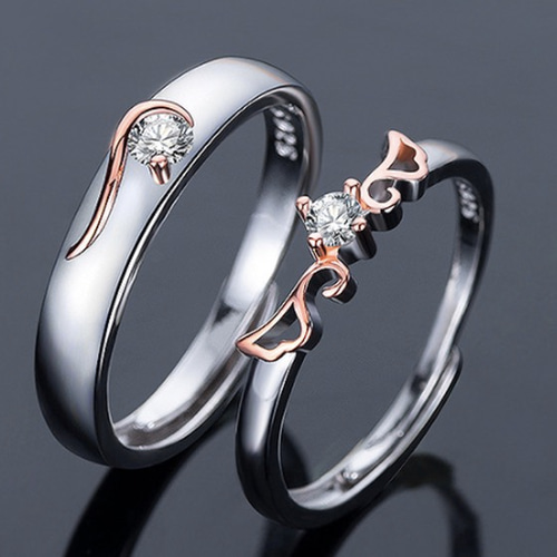 天使の指輪☆2個セット☆シルバー☆ジルコニア☆ペアリング 指輪