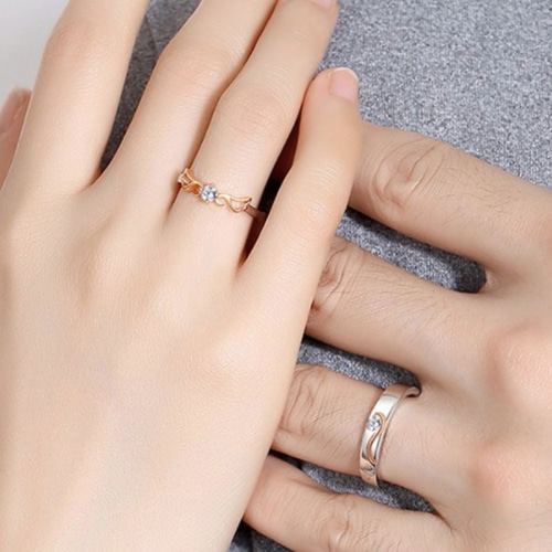 天使の指輪☆2個セット☆シルバー☆ジルコニア☆ペアリング 指輪