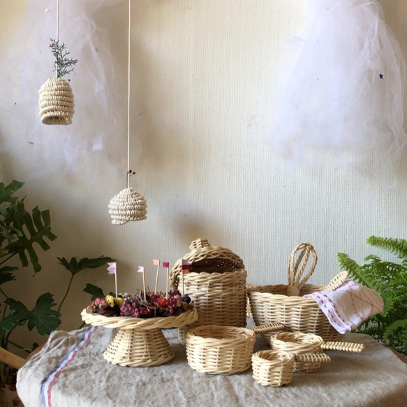 再再販 ラタン製おままごとセット ベイキングセット その他インテリア