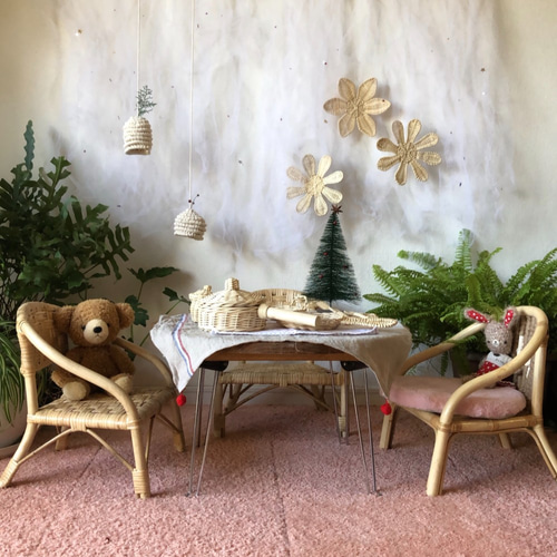 クリアランスセール ラタン製おままごとセット クッキングセット