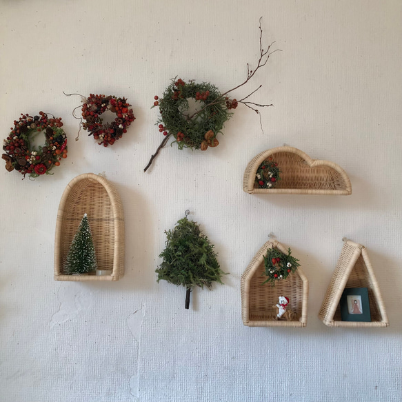 Momo Rattan original ラタン製壁掛け5.6.7.8 計4個セット 1枚目の画像