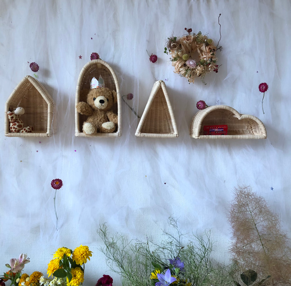 Momo Rattan original ラタン製壁掛け5.6.7.8 計4個セット 2枚目の画像