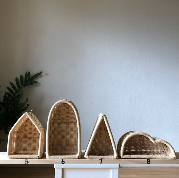 Momo Rattan original ラタン製壁掛け5.6.7.8 計4個セット 4枚目の画像