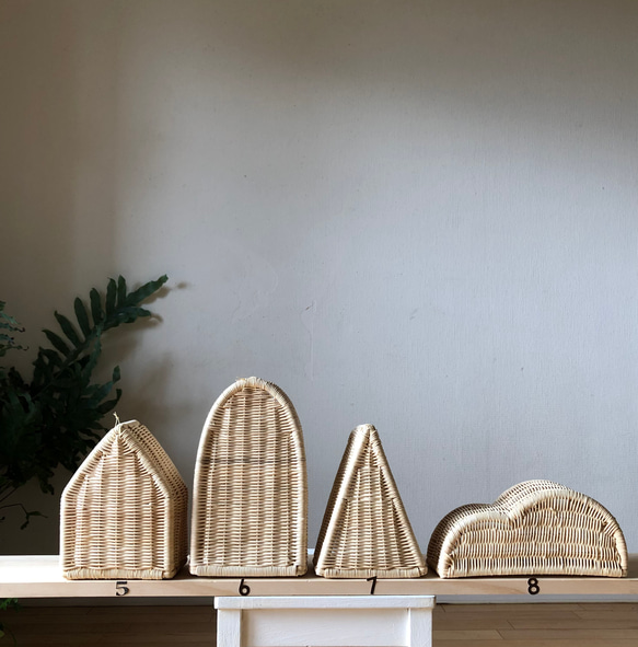 Momo Rattan original ラタン製壁掛け5.6.7.8 計4個セット 5枚目の画像
