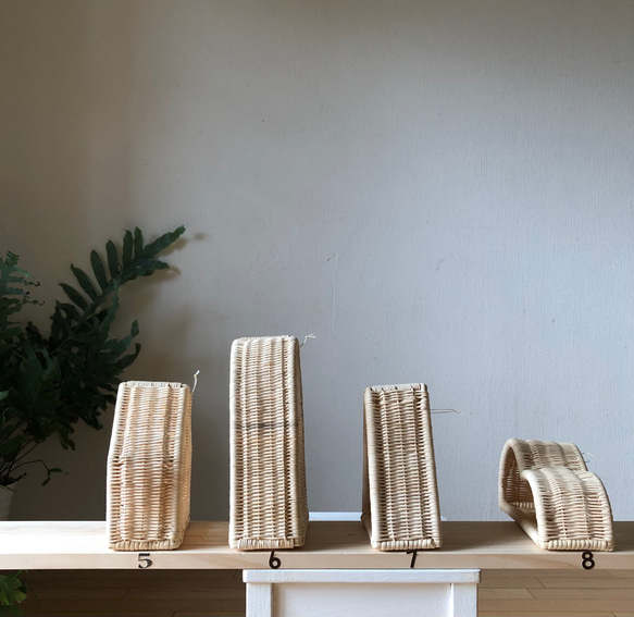Momo Rattan original ラタン製壁掛け5.6.7.8 計4個セット 6枚目の画像