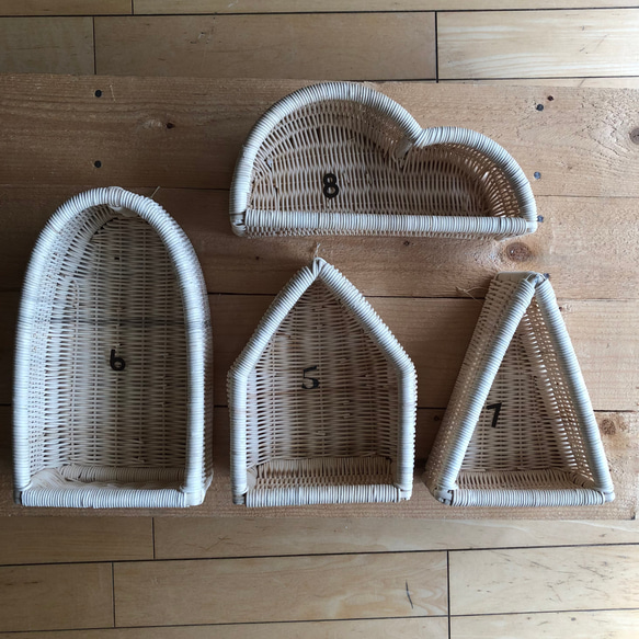 Momo Rattan original ラタン製壁掛け5.6.7.8 計4個セット 9枚目の画像