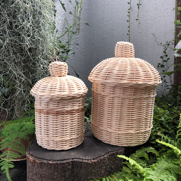 Momo Rattan Original ラタン製キャニスター　2個セット 7枚目の画像