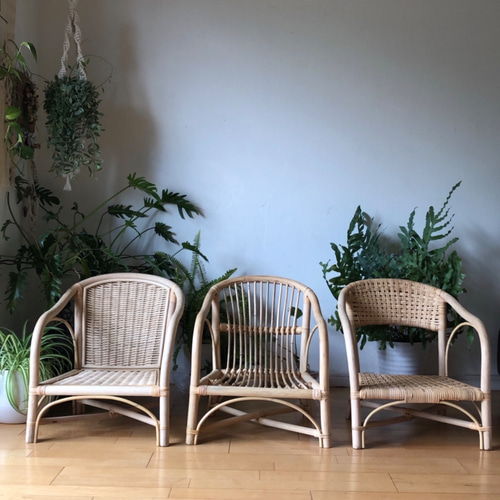 ラタン編み込みデザイン椅子　【2】 期間限定送料無料（北海道、沖縄、その他離島を除く）一点もの】座面