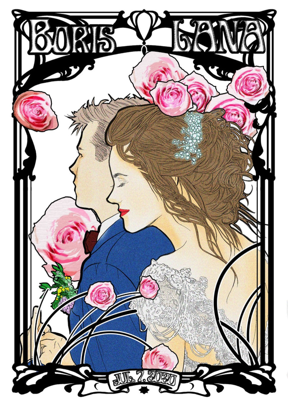 ミュシャ風☆結婚式ウェルカムボード用ポスター（A4/A3