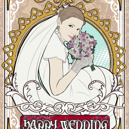 ミュシャ風◇結婚式ウェルカムボード♪ポスター（A4/A3)☆イラスト