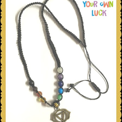 【お守り守護梵字付き！】銅古美チャーム付きチャクラネックレス 2枚目の画像