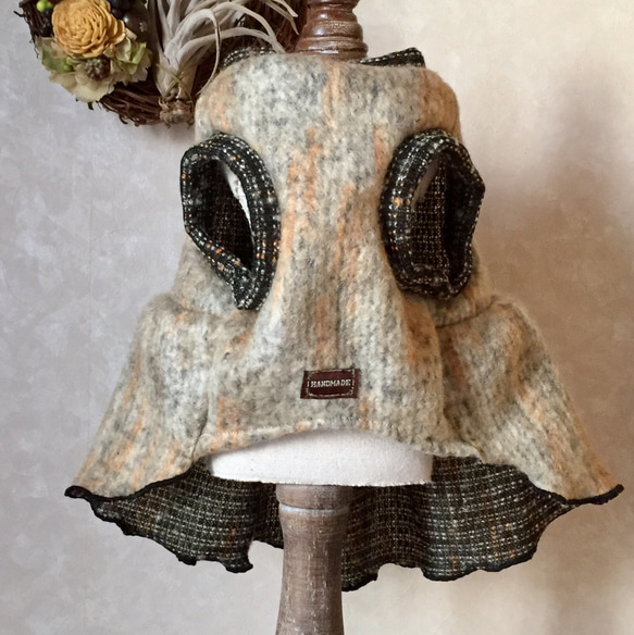 犬服 ウール混ニットのワンピース（2色のみ） 2枚目の画像