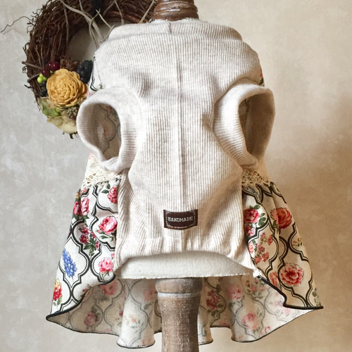 オーダー可＊ハンドメイド犬服＊ギャザーワンピ・ハート♡レッド オーダー可＊ハンドメイド犬服＊ギャザーワンピ・ハート♡レッド