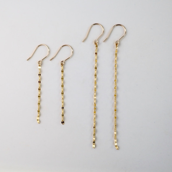 〈長さが選べる〉｛ピアス｝14kgf/PETAL chain earrings 2枚目の画像