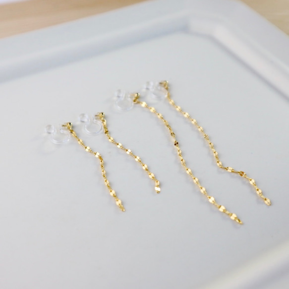 〈長さが選べる〉｛イヤリング｝14kgf/PETAL chain earrings 4枚目の画像