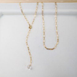14kgf/oval ring chain necklace ハーキマーダイヤモンド〔4月誕生石〕 4枚目の画像