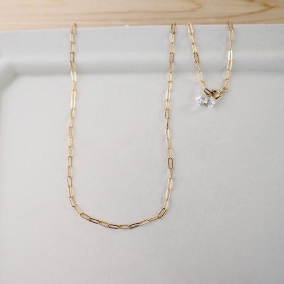14kgf/oval ring chain necklace ハーキマーダイヤモンド〔4月誕生石〕 7枚目の画像