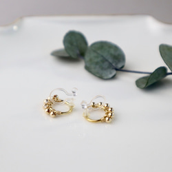 ｛ピアス/イヤリング｝14kgf/half fleur earrings ピンクオパール〔10月誕生石〕 5枚目の画像