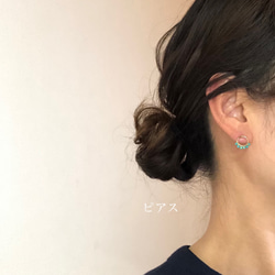 ｛ピアス/イヤリング｝14kgf/half fleur earrings ターコイズ〔12月誕生石〕 8枚目の画像