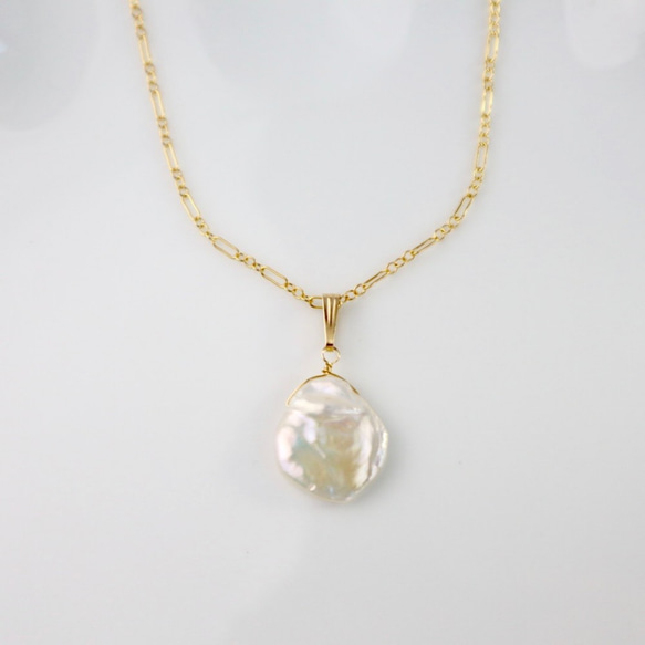 14kgf/Petal pearl long necklace ケシパール 4枚目の画像