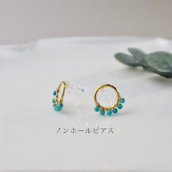 ｛ピアス/イヤリング｝14kgf/half fleur earrings ピンクトルマリン〔10月誕生石〕 6枚目の画像