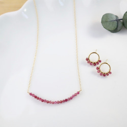 ｛ピアス/イヤリング｝14kgf/half fleur earrings ピンクトルマリン〔10月誕生石〕 11枚目の画像