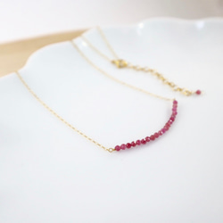 14kgf/petit line necklace ピンクトルマリン〔10月誕生石〕 1枚目の画像