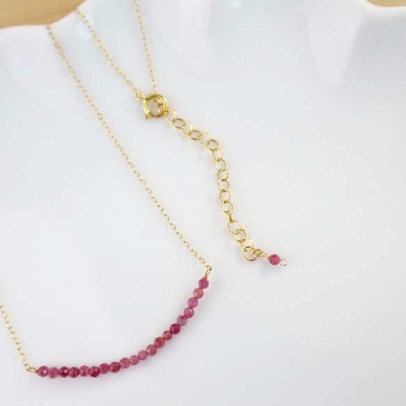 14kgf/petit line necklace ピンクトルマリン〔10月誕生石〕 3枚目の画像