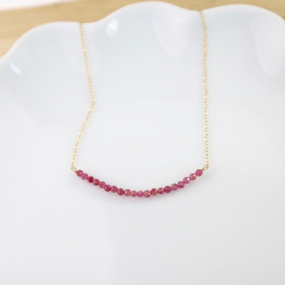 14kgf/petit line necklace ピンクトルマリン〔10月誕生石〕 4枚目の画像