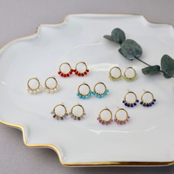 ｛ピアス/イヤリング｝14kgf/half fleur earrings マグネサイトターコイズ 9枚目の画像