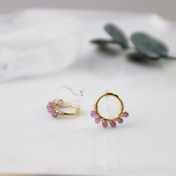 ｛ピアス/イヤリング｝14kgf/half fleur earrings ピンクサファイア(9月誕生石） 6枚目の画像