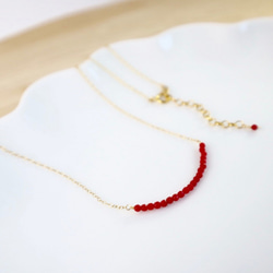 14kgf/petit line necklace レッドコーラル 1枚目の画像