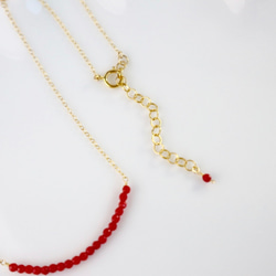 14kgf/petit line necklace レッドコーラル 5枚目の画像