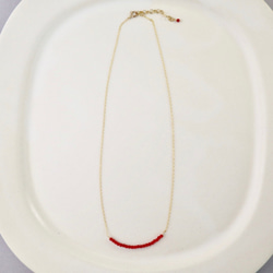 14kgf/petit line necklace レッドコーラル 4枚目の画像