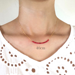 14kgf/petit line necklace レッドコーラル 6枚目の画像