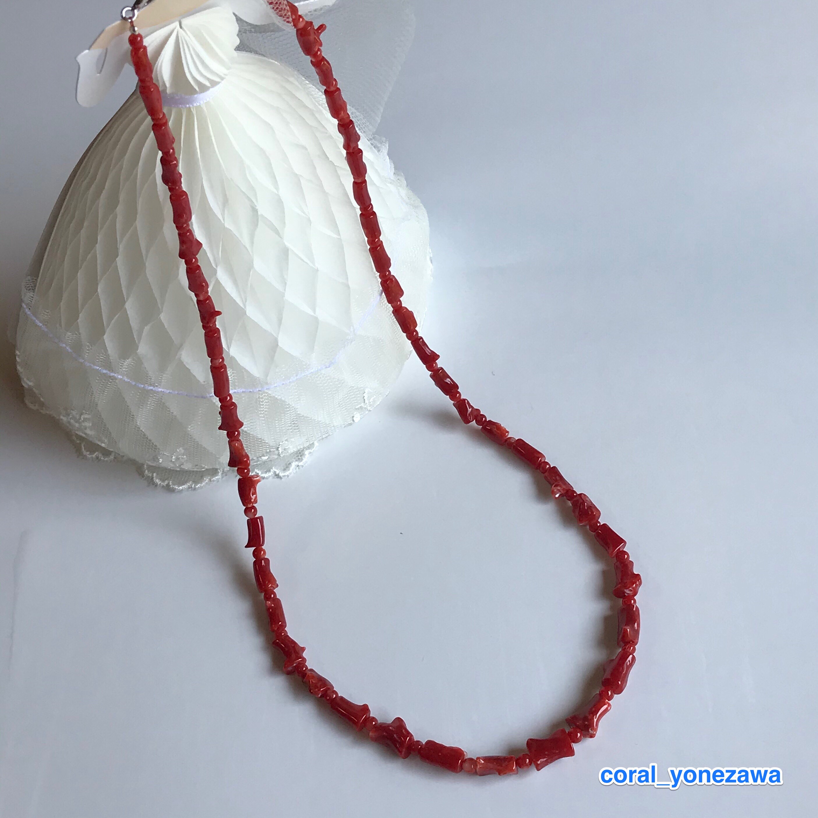 土佐の海から、深海の宝石☆赤珊瑚ネックレス