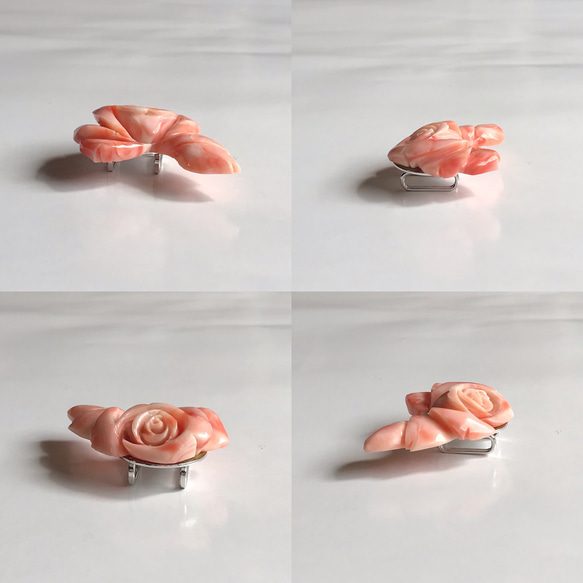 珊瑚帯留め1万円均一セール☆ばら彫刻『薔薇の扇』 10枚目の画像