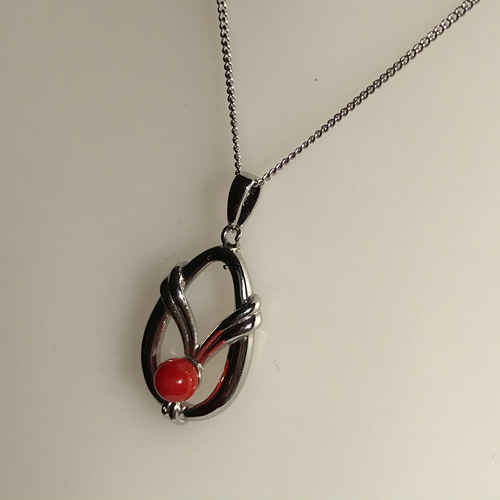 ジョージジェンセン珊瑚ペンダントトップネックレス