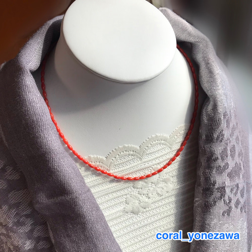 春の新作ネックレス＊赤珊瑚ライス形シンプルラインR30131 ネックレス  