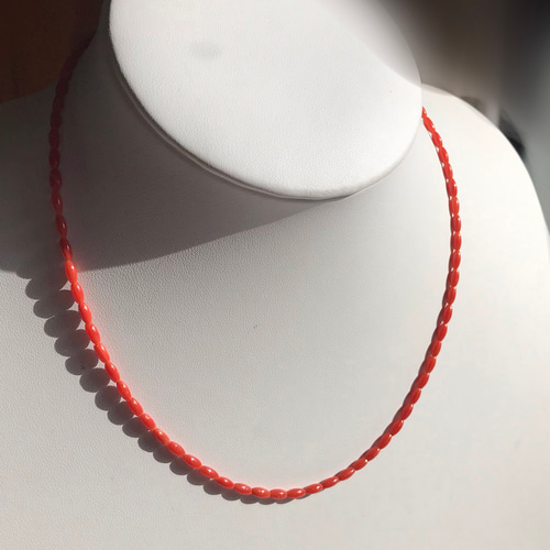 春の新作ネックレス＊赤珊瑚ライス形シンプルラインR30131 ネックレス  