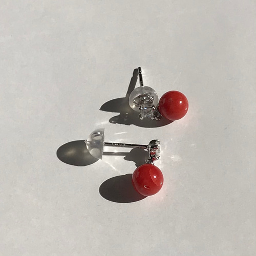 楽天市場】赤珊瑚 10.3mm/10.7mm ピアス K14WG ホワイトゴールド