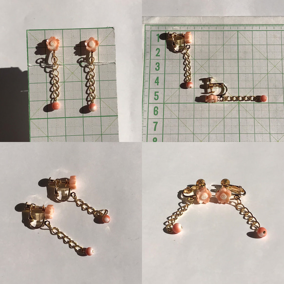 春色イヤリング＊珊瑚・桜の彫刻に・・・R30213 10枚目の画像