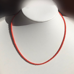 赤珊瑚シンプルな小玉ネックレス・留め金シルバー製アジャスター付きR30221 5枚目の画像